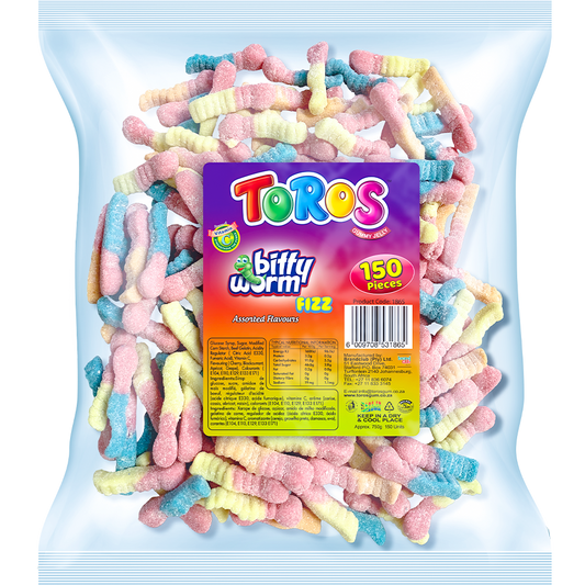 Toros Packet Bitty Worm Sour Fizzy 150pc