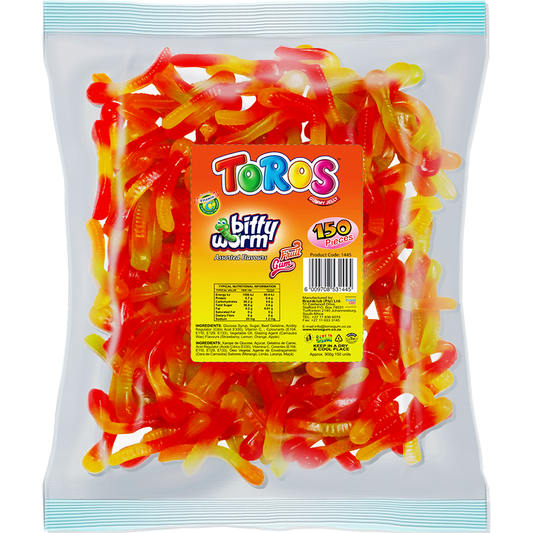 Toros Packet Bitty Worm 150pc Fruit Gum Assorted