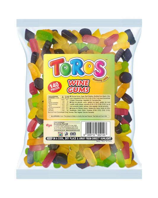 Toros Wine Gums Packet Gummy Jelly 140pc
