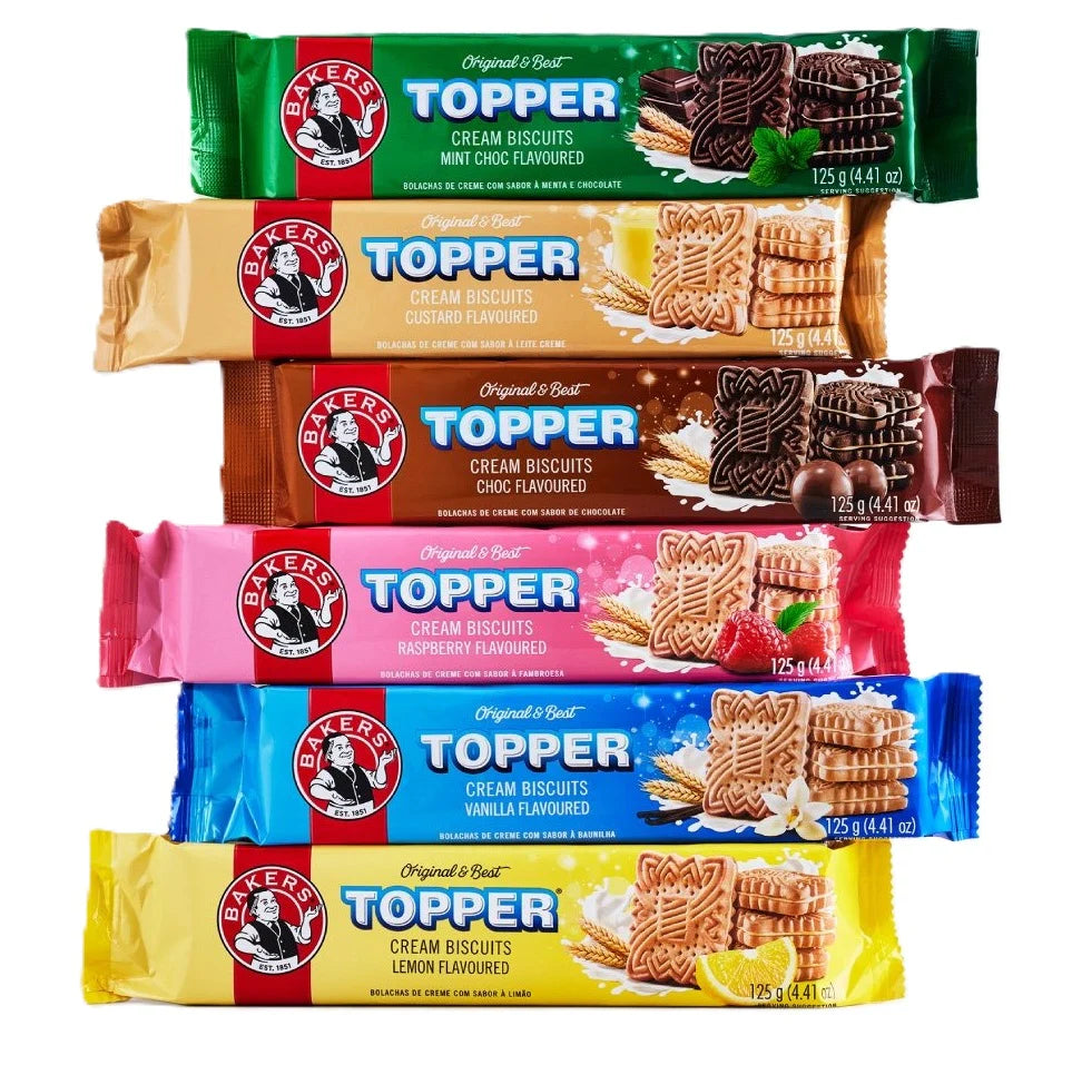 Bakers Toppers All flavours 125g 6 for R50