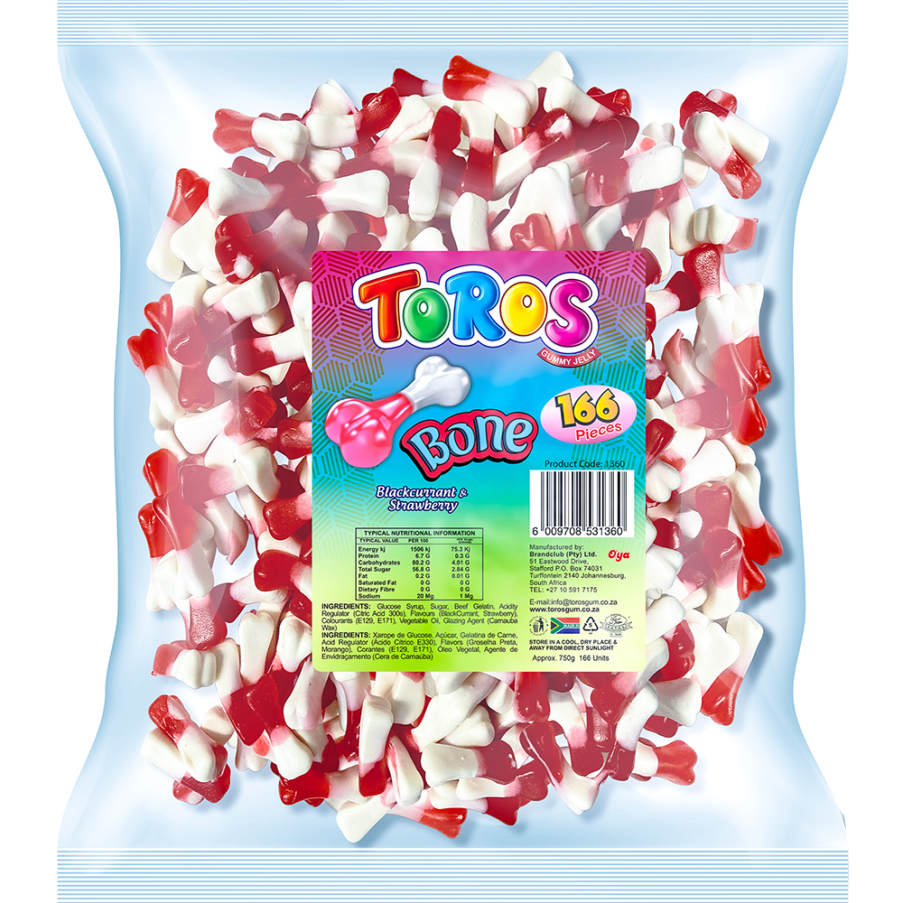 Toros Packet 166pc Bone – Blackcurrant & Strawberry