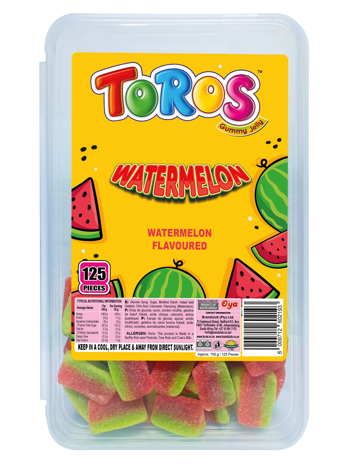 Toros Watermelon Tub Gummy Jelly 125pc