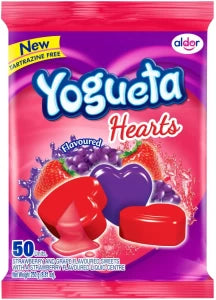 Yogueta Hearts Strawberry and Grape Candy 50's