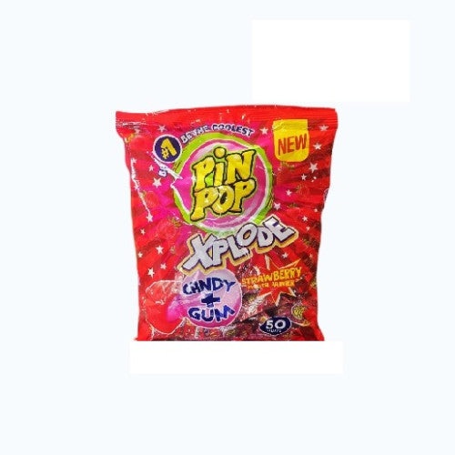 Pin Pop Xplode Candy + Gum Strawberry 50's