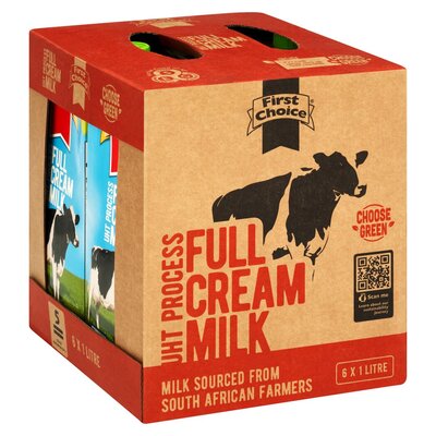 First Choice Full Cream Milk 6x1Litre