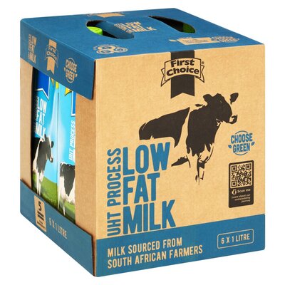 First Choice Long Life Low Fat Milk 6 x 1Litre
